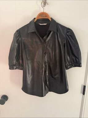 BB Dakota Black Faux Leather Button-Up Jacket